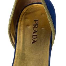 Pre Owned Prada Blue/Green Suede Peep Toe D'orsay Flats Size 41