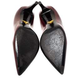 Pre Owned Prada Burgundy Leather Pointed Toe Pumps Size 37
