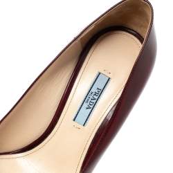 Pre Owned Prada Burgundy Leather Pointed Toe Pumps Size 37