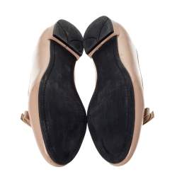 Pre Owned Prada Nude Patent Leather Smoking Slippers Flats Size 36            