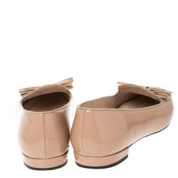 Pre Owned Prada Nude Patent Leather Smoking Slippers Flats Size 36            