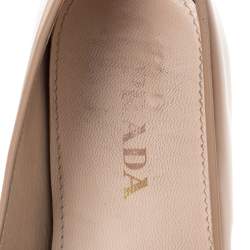 Pre Owned Prada Nude Patent Leather Smoking Slippers Flats Size 36            
