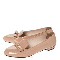 Pre Owned Prada Nude Patent Leather Smoking Slippers Flats Size 36            