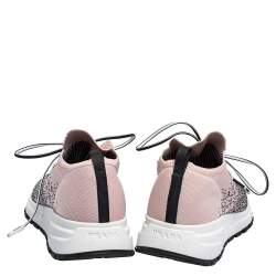 Pre Owned Prada Pink/Black Knit Fabric Prax 01 Knit Sneakers Size 37.5