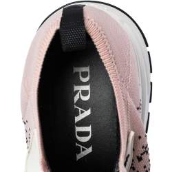 Pre Owned Prada Pink/Black Knit Fabric Prax 01 Knit Sneakers Size 37.5