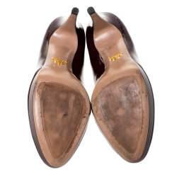 Pre Owned Prada Burgundy Patent Leather Platform Pumps Size 40