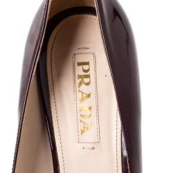 Pre Owned Prada Burgundy Patent Leather Platform Pumps Size 40