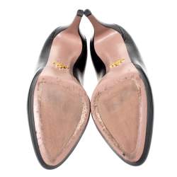 Pre Owned Prada Black Saffiano Leather Platform Pumps Size 38.5