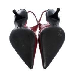 Pre Owned Prada Red Leather Slingback  Loafer Pumps Size 41