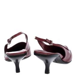 Pre Owned Prada Red Leather Slingback  Loafer Pumps Size 41