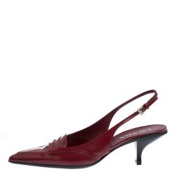 Pre Owned Prada Red Leather Slingback  Loafer Pumps Size 41