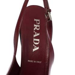 Pre Owned Prada Red Leather Slingback  Loafer Pumps Size 41