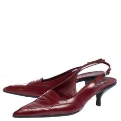 Pre Owned Prada Red Leather Slingback  Loafer Pumps Size 41