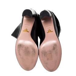 Pre Owned Prada Black Leather Fold Over Ankle Booties Size 37.5