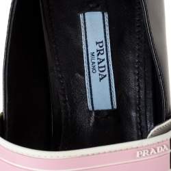 Pre Owned Prada Black/White Leather Cap Toe Mary Jane Pointed Toe Flats Size 38