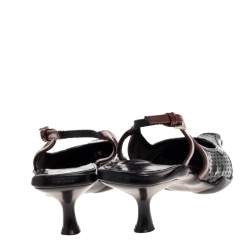 Pre Owned Prada Tricolor Perforated Leather Square Toe Slingback Sandals Size 36