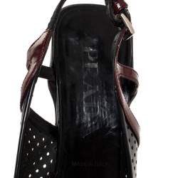 Pre Owned Prada Tricolor Perforated Leather Square Toe Slingback Sandals Size 36