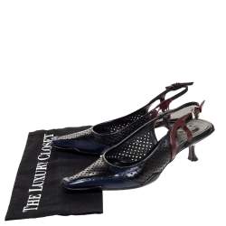 Pre Owned Prada Tricolor Perforated Leather Square Toe Slingback Sandals Size 36
