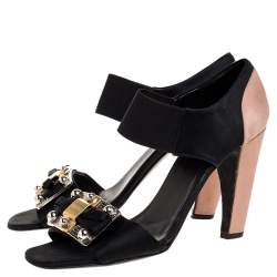 Pre Owned Prada 2 Tone Satin Embellished Open Toe D'orsay Pumps Size 38