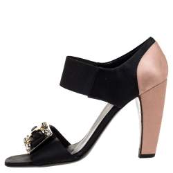 Pre Owned Prada 2 Tone Satin Embellished Open Toe D'orsay Pumps Size 38