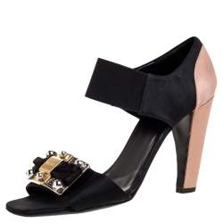 Pre Owned Prada 2 Tone Satin Embellished Open Toe D'orsay Pumps Size 38