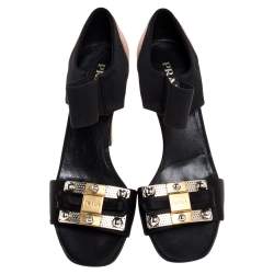 Pre Owned Prada 2 Tone Satin Embellished Open Toe D'orsay Pumps Size 38