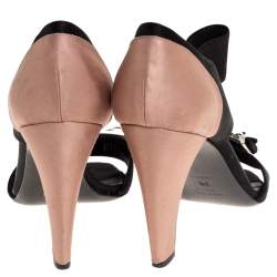 Pre Owned Prada 2 Tone Satin Embellished Open Toe D'orsay Pumps Size 38