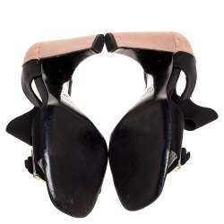 Pre Owned Prada 2 Tone Satin Embellished Open Toe D'orsay Pumps Size 38