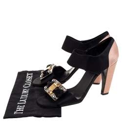 Pre Owned Prada 2 Tone Satin Embellished Open Toe D'orsay Pumps Size 38