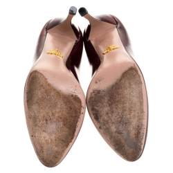 Pre Owned Prada Burgundy/Black Coated Leather Pumps Size 37