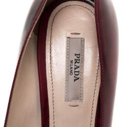 Pre Owned Prada Burgundy/Black Coated Leather Pumps Size 37