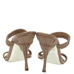 Pre Owned Prada Beige Matelassé Leather Open Toe Slide Sandals Size 36