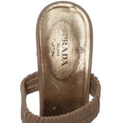 Pre Owned Prada Beige Matelassé Leather Open Toe Slide Sandals Size 36