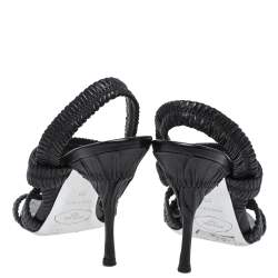Pre Owned Prada Black Matelasse Leather Strappy Sandals Size 36
