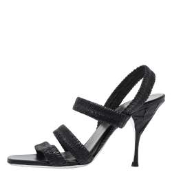 Pre Owned Prada Black Matelasse Leather Strappy Sandals Size 36