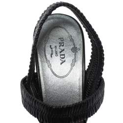 Pre Owned Prada Black Matelasse Leather Strappy Sandals Size 36