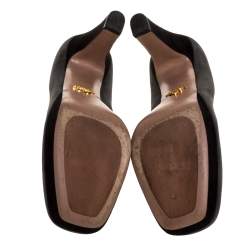 Pre Owned Prada Grey/Black Suede Platform Square Toe Pumps Size 40