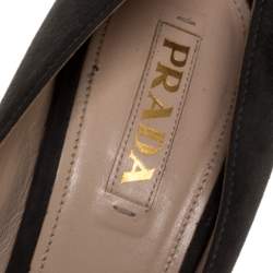 Pre Owned Prada Grey/Black Suede Platform Square Toe Pumps Size 40