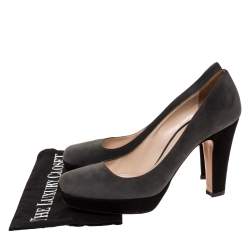 Pre Owned Prada Grey/Black Suede Platform Square Toe Pumps Size 40