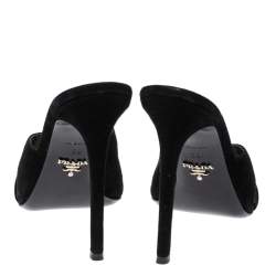 Pre Owned Prada Black Suede Criss Cross Slide Sandals Size 39