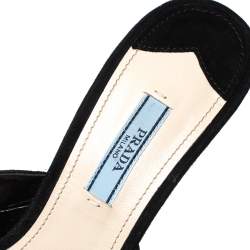 Pre Owned Prada Black Suede Criss Cross Slide Sandals Size 39