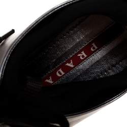 Pre Owned Prada Sport Metallic Silver Leather Lace Up Platform Sneakers Size 37