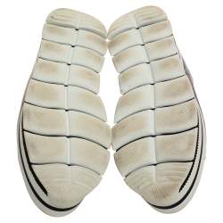 Pre Owned Prada Sport Metallic Silver Leather Lace Up Platform Sneakers Size 37