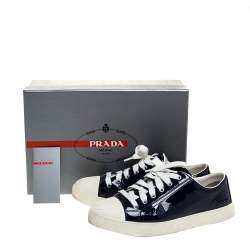 Pre Owned Prada Sport Blue Patent Leather Sneakers Size 37