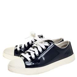 Pre Owned Prada Sport Blue Patent Leather Sneakers Size 37
