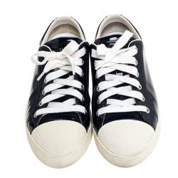 Pre Owned Prada Sport Blue Patent Leather Sneakers Size 37