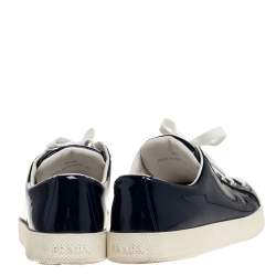 Pre Owned Prada Sport Blue Patent Leather Sneakers Size 37