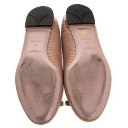 Pre Owned Prada Nude Quilted Leather Ballet Flats Size 38