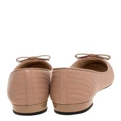 Pre Owned Prada Nude Quilted Leather Ballet Flats Size 38