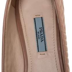 Pre Owned Prada Nude Quilted Leather Ballet Flats Size 38